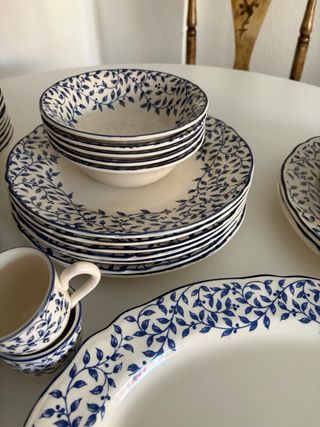 Vajilla 40 piezas + juego café azul y blanco