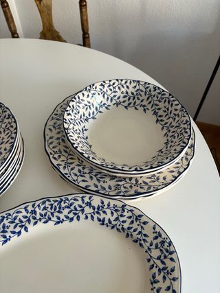 Vajilla 40 piezas + juego café azul y blanco