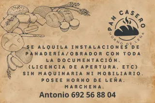 Alquiler de instalaciones obrador panadería