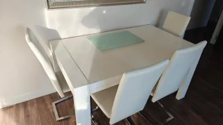 Banak Mesa comedor con 4 sillas cómoda y espejo