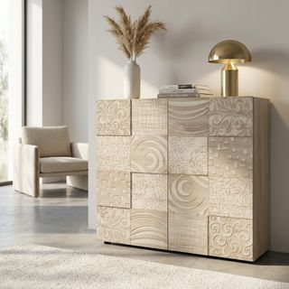 Credenza Design Moderna Marrone 121 cm Soggiorno
