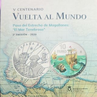 Moneda 10 Euro V Centenario Vuelta al Mundo PLATA