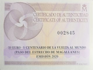 Moneda 10 Euro V Centenario Vuelta al Mundo PLATA