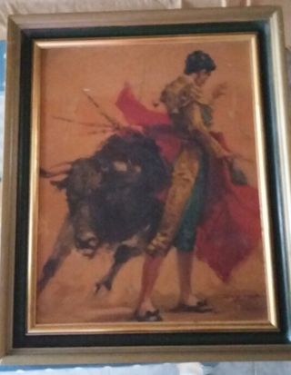 Cuadro de toro y torero