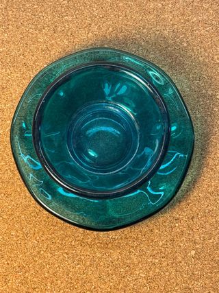 Conjunto Taça e Prato Vidro Azul Petróleo