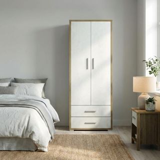 Armadio Moderno 2 Ante 2 Cassetti Bianco 182 cm