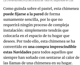 Chimenea Eléctrica 1800w Negra Cristal
