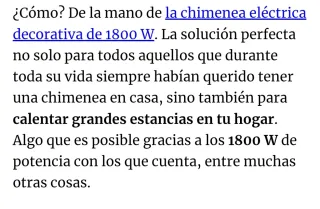 Chimenea Eléctrica 1800w Negra Cristal