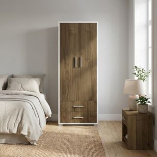 Armadio Moderno 2 Ante 2 Cassetti Marrone 182 cm