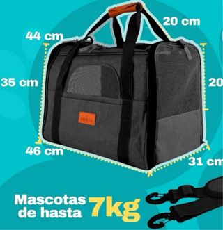Transportín Mascotas Gatos Perros 7kg Negro Gris
