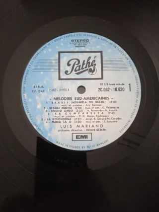 Vinilo Luis Mariano Melodies Sud-Americaines