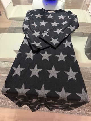 Vestido Nicoli estrellas negro y plateado
