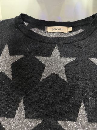 Vestido Nicoli estrellas negro y plateado