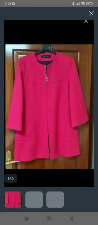 Abrigo Zara Rosa- Rojo Talla M