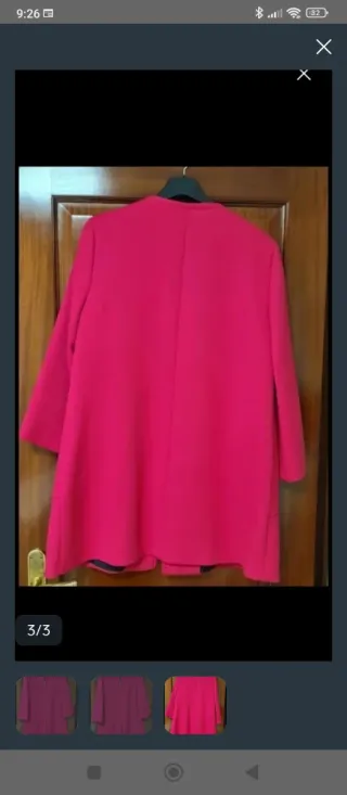 Abrigo Zara Rosa- Rojo Talla M