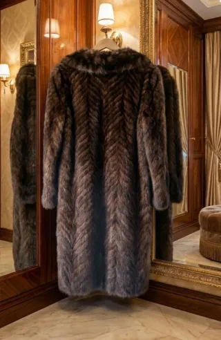 Abrigo Visón Sintético Vintage Marrón