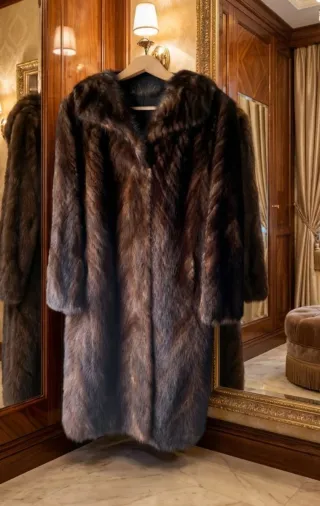 Abrigo Visón Sintético Vintage Marrón