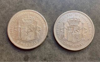 Monedas 5 Pesetas 1871 Amadeo I España