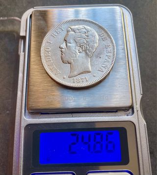 Monedas 5 Pesetas 1871 Amadeo I España