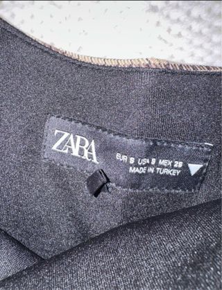 Top Zara Cuadros Marrón/Gris Talla S