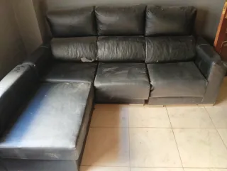 Sofá Chaiselongue Negro Piel
