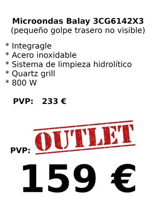 Microondas nuevo Balay 3CG6142X3