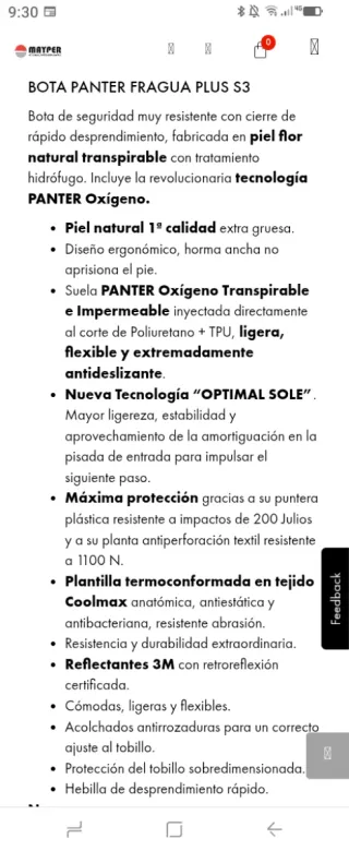 Botas de seguridad Panter Fragua S3