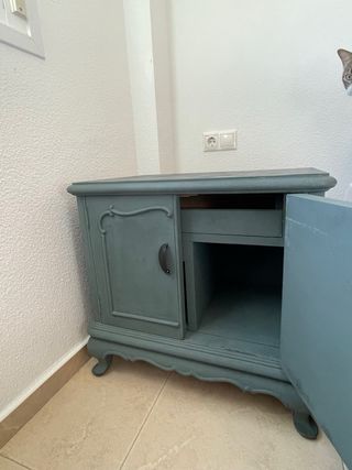 Coppia di Comodini Vintage Grigio/Verde