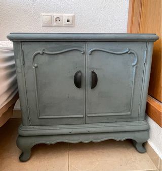 Coppia di Comodini Vintage Grigio/Verde