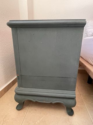Coppia di Comodini Vintage Grigio/Verde