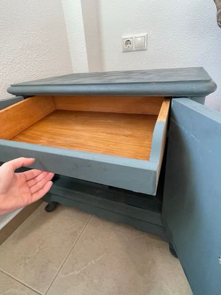 Coppia di Comodini Vintage Grigio/Verde