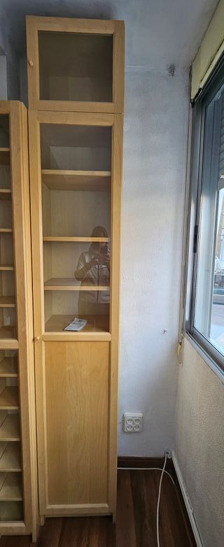 2 Estanterías con puertas de madera y cristal