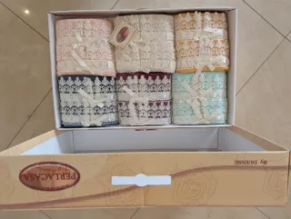 Set di 12 asciugamani in cotone multicolore