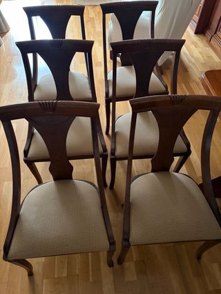 Seis sillas de madera para salón