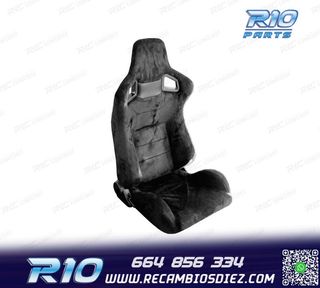 ASIENTO DEPORTIVO SEMI BAQUET ESTILO RS ALCÁNTARA NEGRA