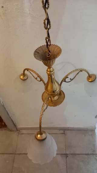 Lampadario Vintage Oro e Vetro