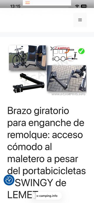 Brazo giratorio para enganche de remolque.