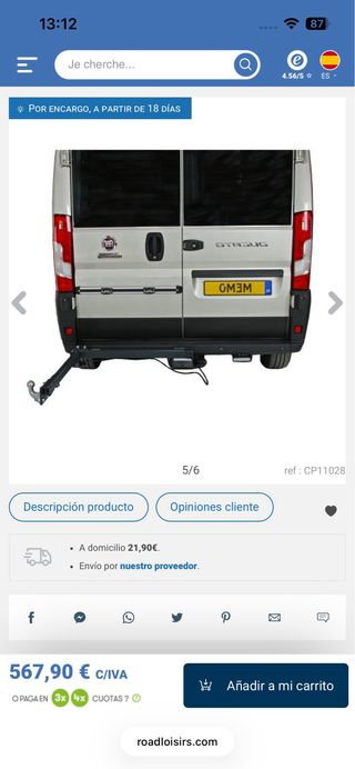 Brazo giratorio para enganche de remolque.