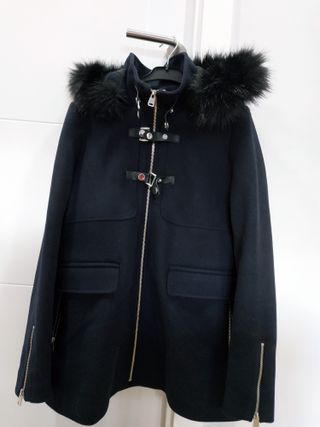 Abrigo corto paño con capucha y lana