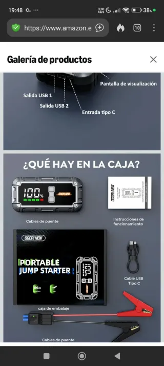 Arrancador Coche, Powerbank y Linterna Nuevo