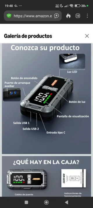 Arrancador Coche, Powerbank y Linterna Nuevo