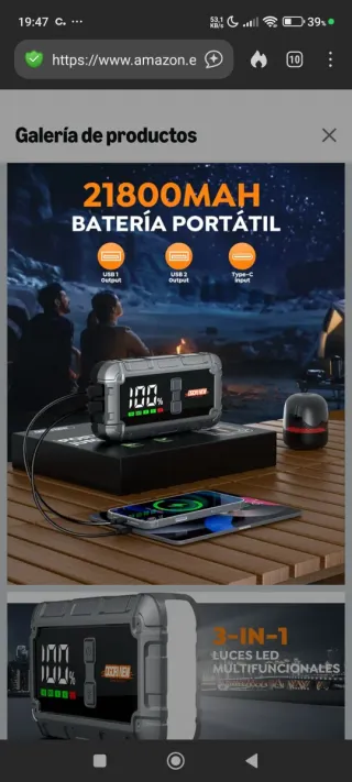 Arrancador Coche, Powerbank y Linterna Nuevo