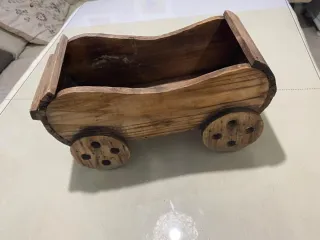 Macetero Decorativo Carro Madera