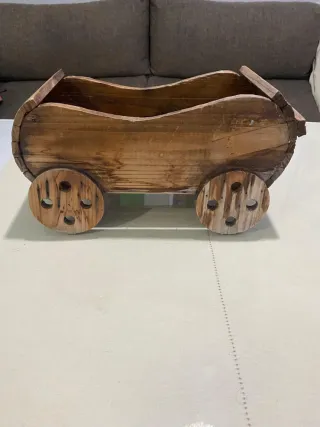 Macetero Decorativo Carro Madera