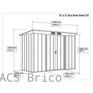 Caseta Metálica Eco Pent Roof 113x263x181 cm - Duramax