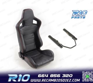 ASIENTO DEPORTIVO SEMI BAQUET ESTILO RS CARBONO NEGRO Y CORR
