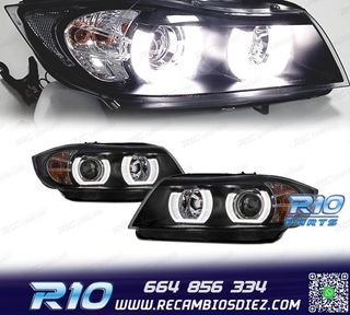 FAROS BMW E90 E91 05-08 XENON OJOS ANGEL U LED 3D NEGRO