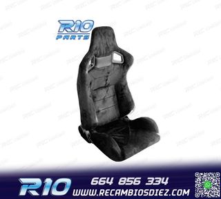 KIT ASIENTO DEPORTIVO SEMI BAQUET LOOK RS ALCÁNTARA NEGRA