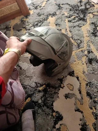 Casco integral moto gris mate