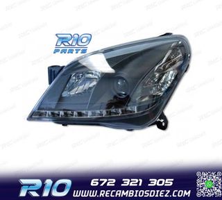 FAROS OPEL ASTRA H 04-09 LUZ DIURNA LED FONDO NEGRO